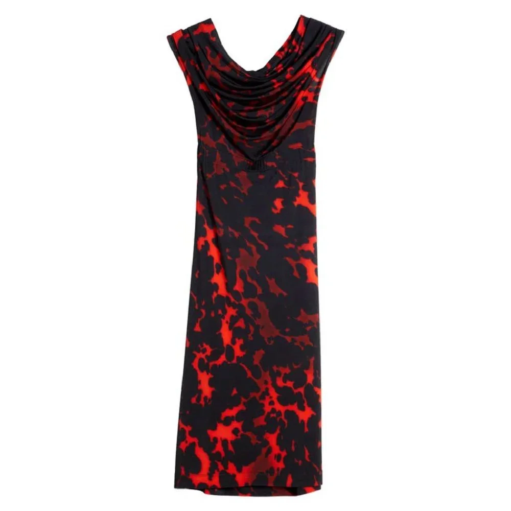 Dries Van Noten Hotmas Print Off the Shoulder Jersey Midi Dress in Red Size XS - Picture 6 of 14